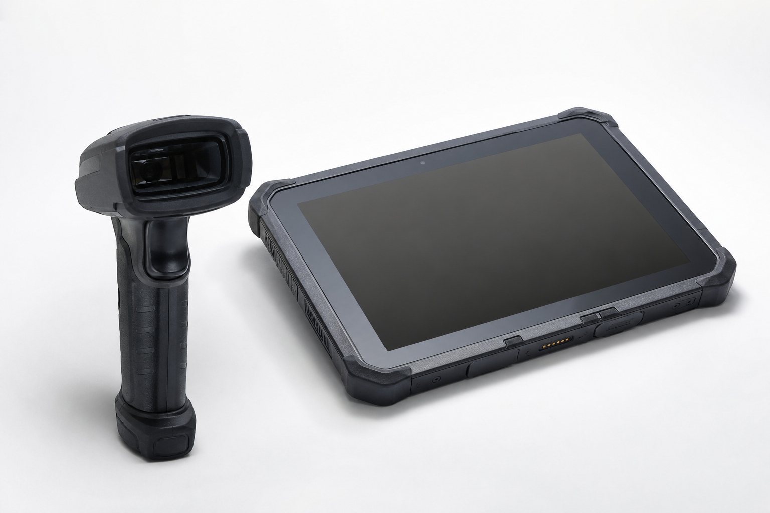 Clean Product Layout with Barcode Scanner and Tablet Clean Product Layout with Barcode Scanner and Tablet