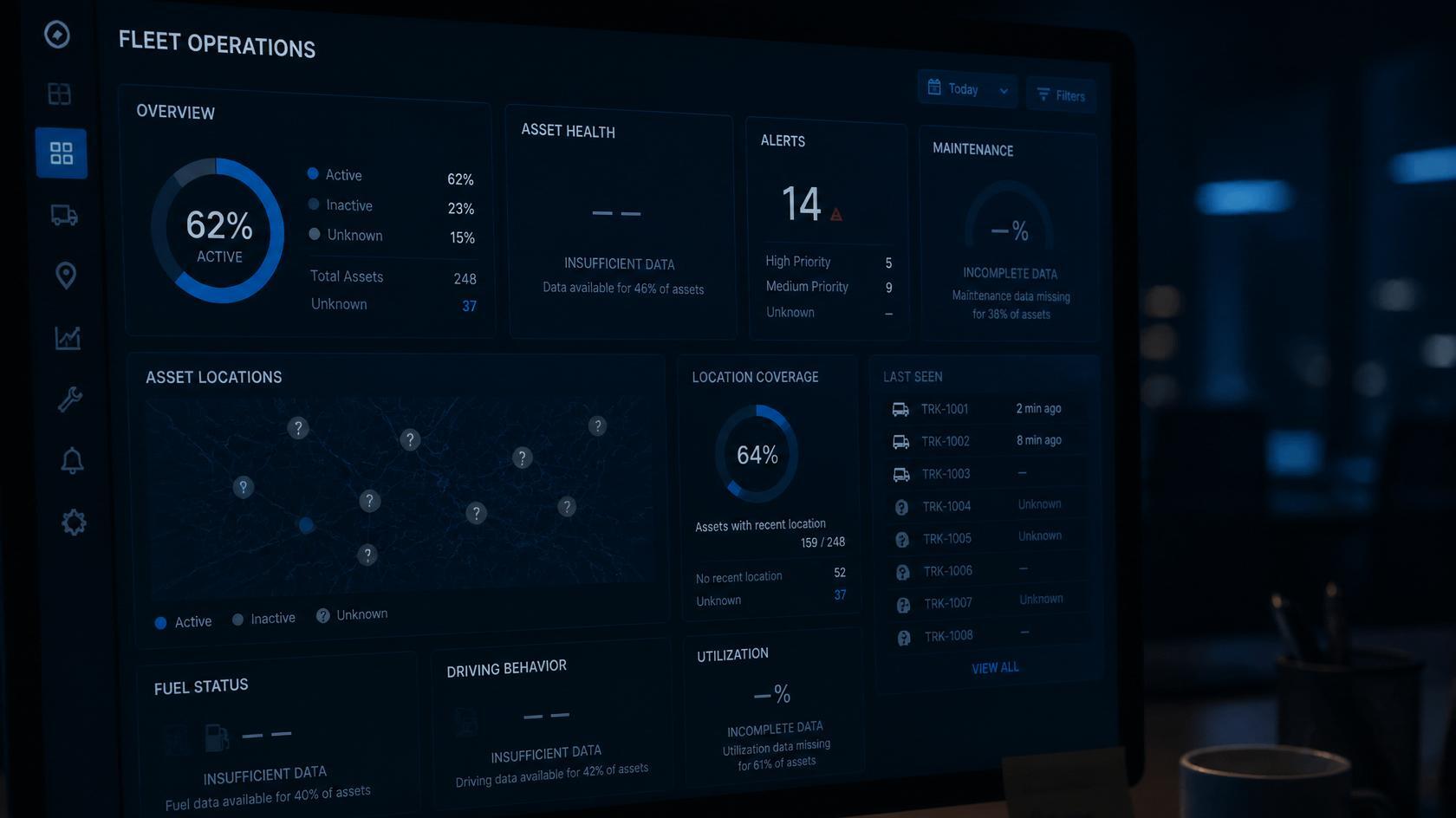 Operations dashboard with missing data